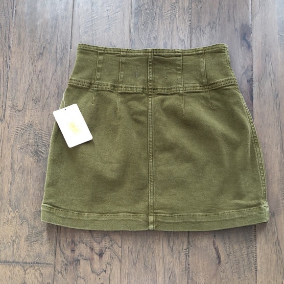 Free People cadet green olive zip mini skirt Sz 25 New with Tags - Picture 6 of 8